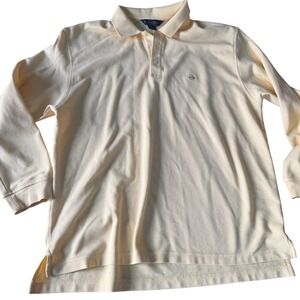 Brooks Brothers Mens XL Yellow‎ Performance Knit Long Sleeve Polo Shirt Cotton